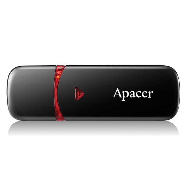 Apacer USB flash disk, 2.0, 64GB, AH333, černý, červený, AP64GAH333B-1, s krytkou