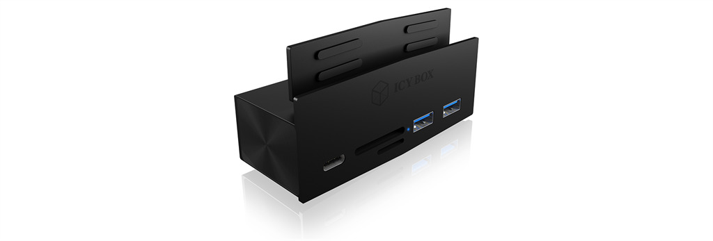 Raidsonic IcyBox Clamp Hub 5x USB 3.0, cardreader, attached to flat monitor up to 32mm IB-HUB1408-CR