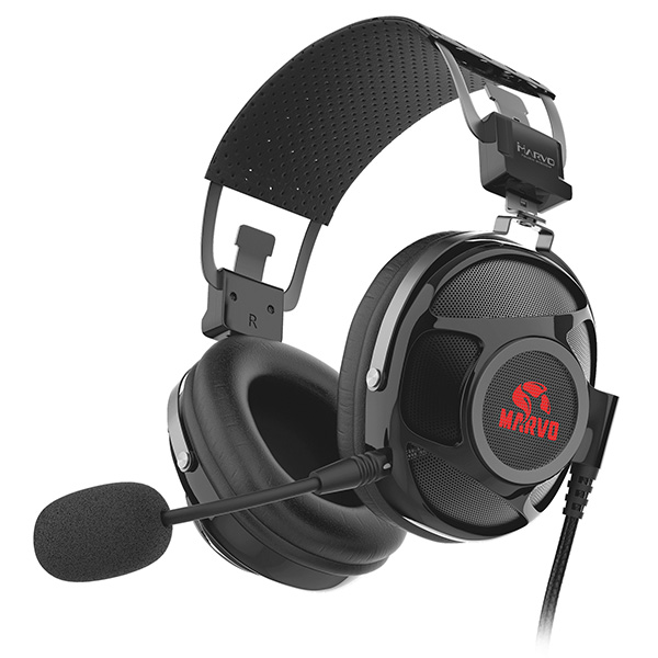 Marvo HG9053, sluchátka s mikrofonem, ovládání hlasitosti, černá, červeně podsvícená, USB 7.1 (virtu HG9053 PRO