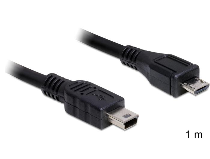 Delock kabel USB micro-BM > USB mini BM, USB 2.0, 1 m 83177
