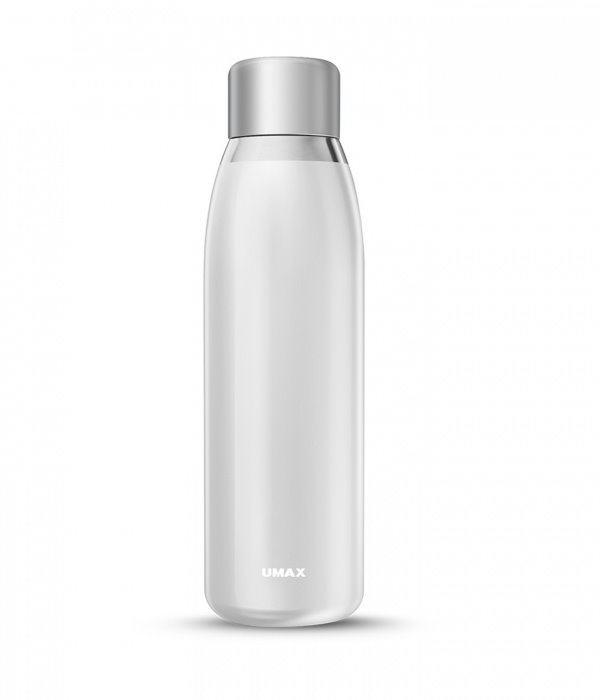 Umax chytrá láhev Smart Bottle U5 White, upozornění na pitný režim, objem 500ml, provoz 30 dní, USB, ocel UB703
