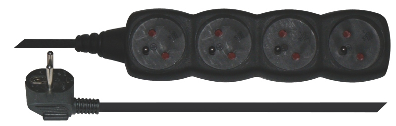 Emos prodlužovací šňůra P0413C - 4 zásuvky, 3m, černá 1902240300