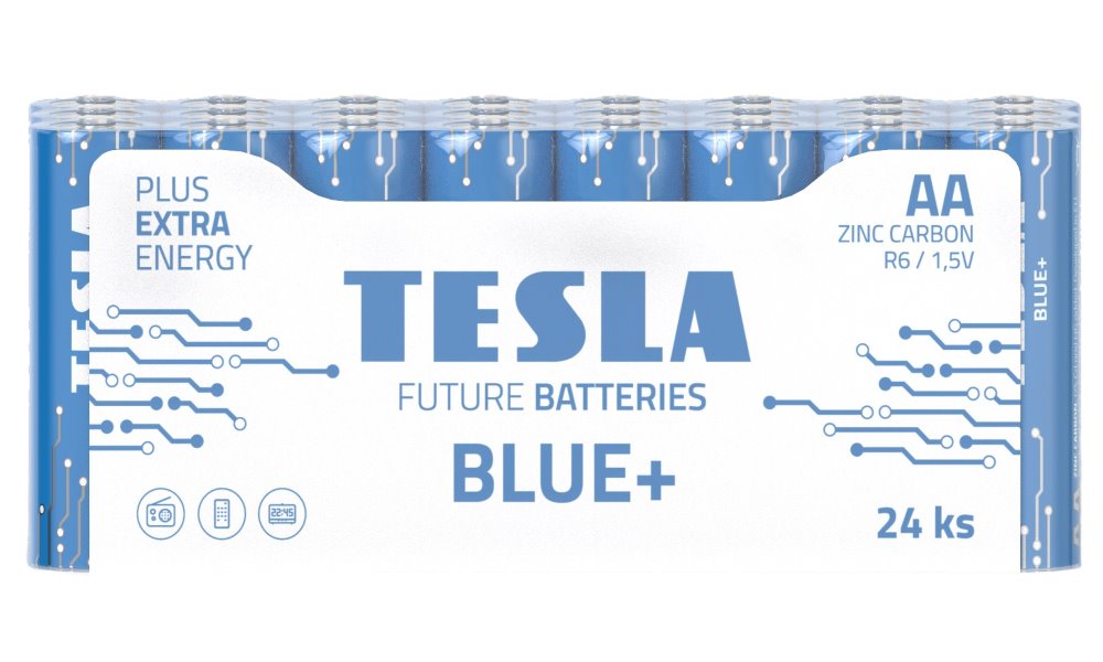 Tesla BLUE+ Zinc Carbon baterie AA (R06, tužková, fólie) 24 ks 1099137199