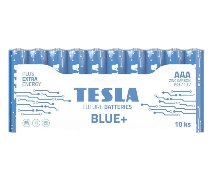 Tesla BLUE+ Zinc Carbon baterie AAA (R03, mikrotužková, fólie) 10 ks 15031010
