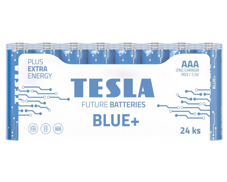 Tesla BLUE+ Zinc Carbon baterie AAA (R03, mikrotužková, fólie) 24 ks 1099137202