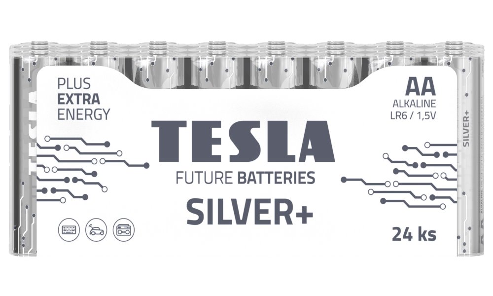 Tesla SILVER+ alkalická baterie AA (LR06, tužková, fólie) 24 ks 1099137213