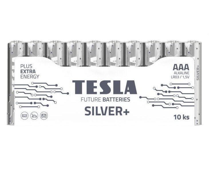 Tesla SILVER+ alkalická baterie AAA (LR03, mikrotužková, fólie) 10 ks 1099137215