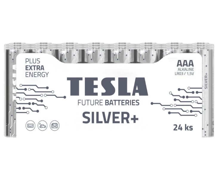 Tesla SILVER+ alkalická baterie AAA (LR03, mikrotužková, fólie) 24 ks 1099137216