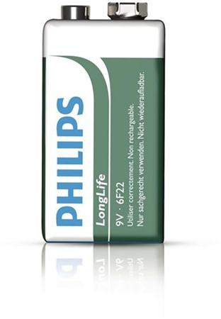 Philips baterie 9V LongLife zinkochloridová - 1ks 6F22L1F/10