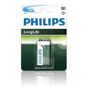 Philips baterie 9V LongLife zinkochloridová - 1ks, blister 6F22L1B/10