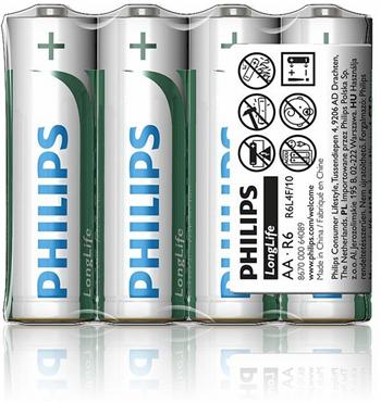 Philips baterie AA LongLife zinkochloridová - 4ks R6L4F/10