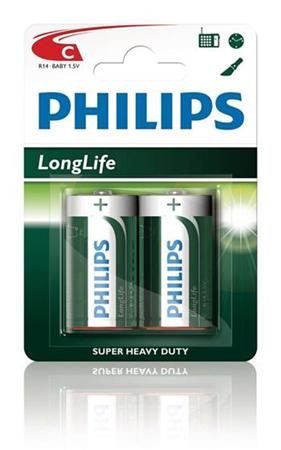 Philips baterie C LongLife zinkochloridová - 2ks, blister R14L2B/10