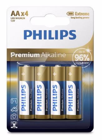 Philips baterie 4x AA (1,5V), řada Premium Alkaline LR6M4B/10