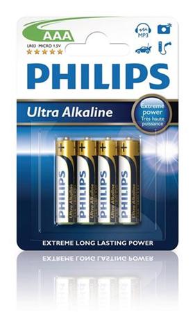 Philips baterie AAA ExtremeLife+, alkalická - 4ks LR03E4B/10