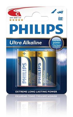 Philips baterie C ExtremeLife+, alkalická - 2ks LR14E2B/10