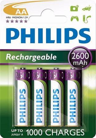 Philips baterie AA 2600mAh MultiLife, NiMh - 4ks R6B4B260/10