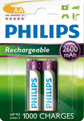 Philips dobíjecí baterie AA 2600mAh, NiMH - 2ks R6B2A260/10