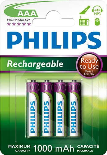 Philips dobíjecí baterie AAA 1000mAh, NiMH - 4ks R03B4RTU10/10