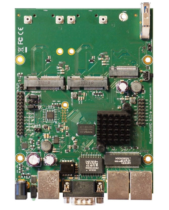 MikroTik RouterBOARD RBM33G 256MB RAM, 2x 880 MHz, 2x miniPCI-e, 1x M.2 slot, 2x SIM slot, 3x LAN, L4