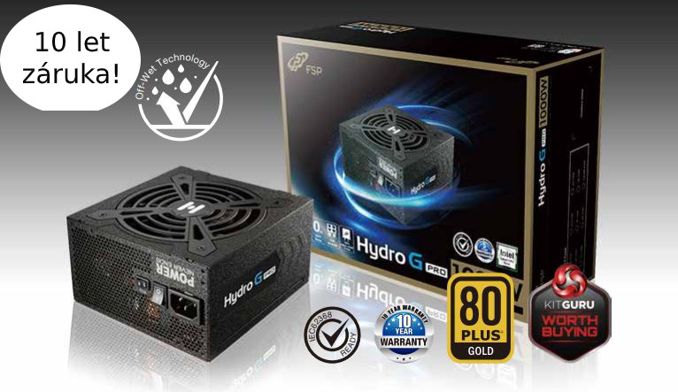 Fortron HYDRO G 650 PRO 650W, ATX, 120mm fan, akt. PFC, 80PLUS Gold, cable management PPA6505001