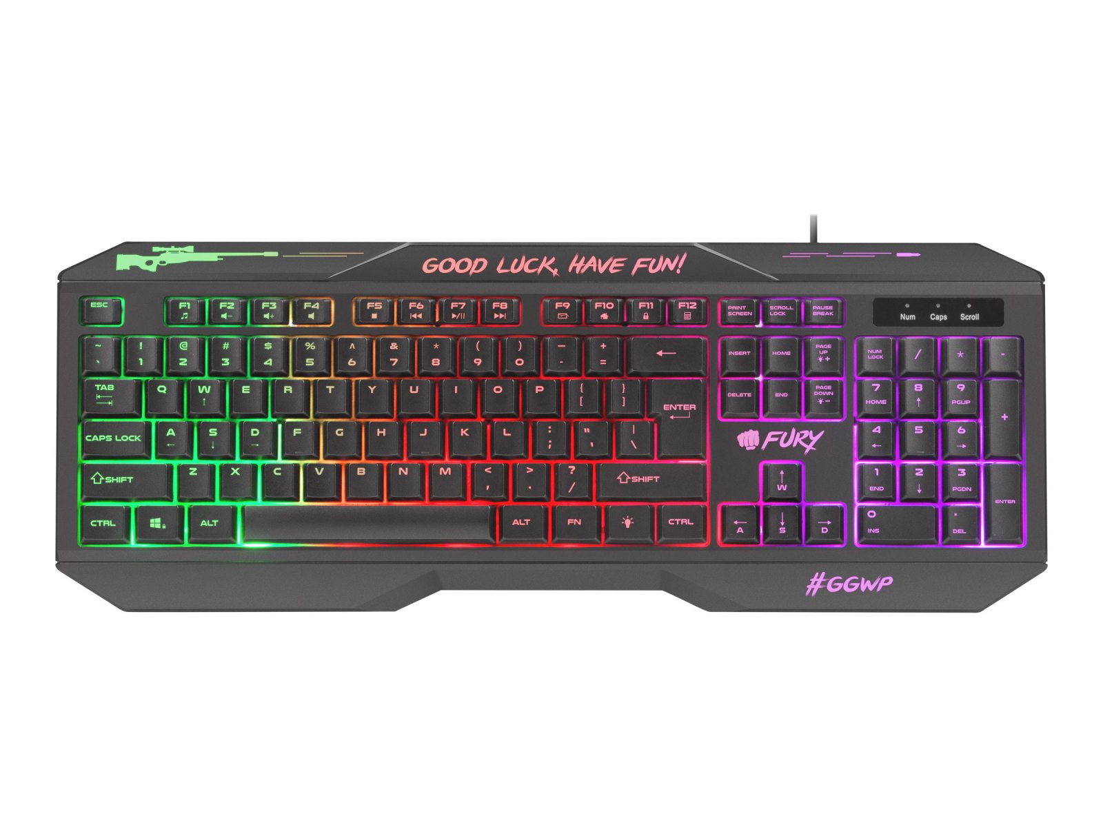 Natec NFU-1549 Fury Herní klávesnice HELLFIRE 2, RGB, US layout