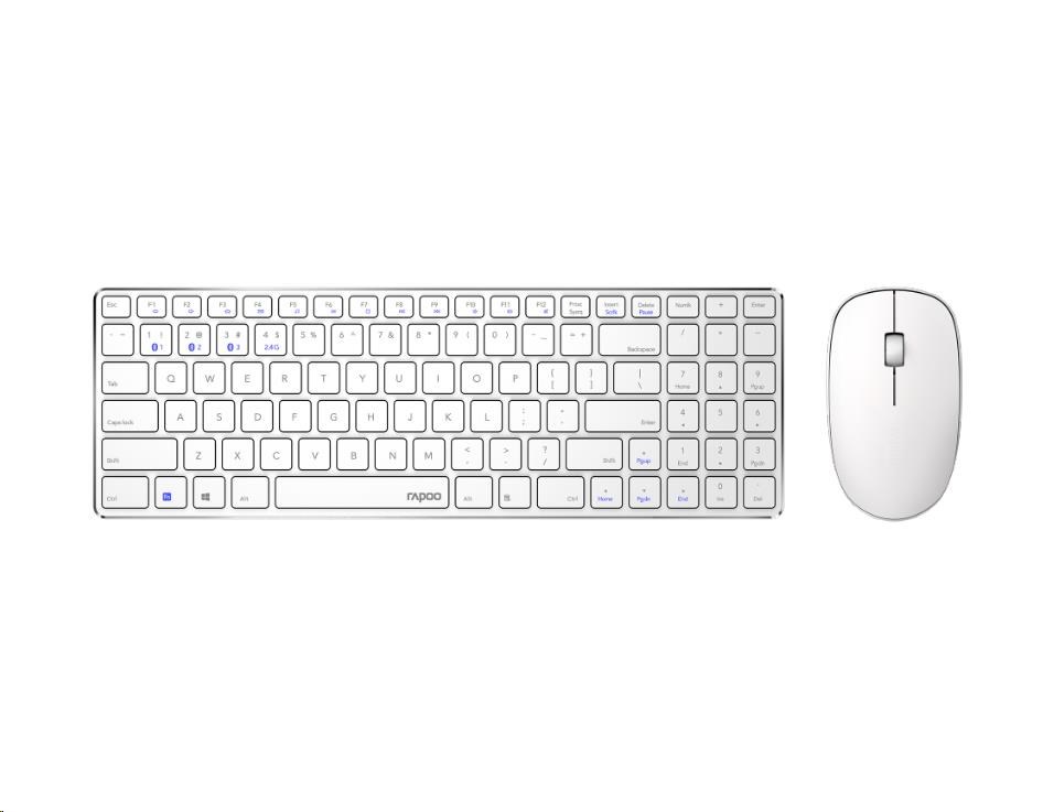 Rapoo klávesnice a myš 9300M Wireless Multi-Mode Slim Mouse and Ultra-Slim Keyboard White 6940056184740