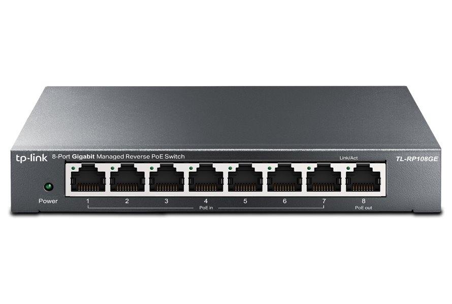 TP-Link TL-RP108GE, Gigabit Rev PoE Smart Switch 7x Pass PoE-in 1x Pass PoE-out MTU/VLAN/QoS/IGMP