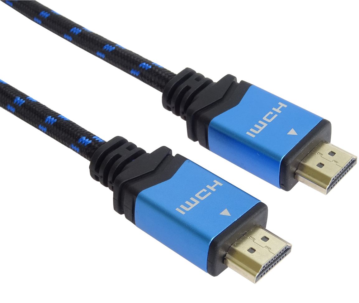 Premiumcord Ultra HDTV 4K@60Hz kabel HDMI 2.0b, kovové+zlacené konektory 0,5m bavlněný plášť KPHDM2M05