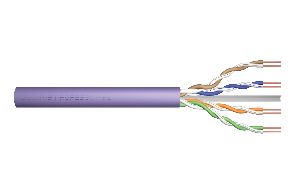 Digitus CAT 6 U-UTP instalační kabel, drát, měď, délka 305m, Papírový box, LSOH, AWG23,fialová DK-1613-VH-305