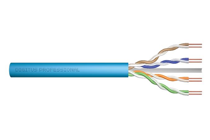 Digitus Instalační kabel CAT 6A U-UTP, 500 MHz Eca (EN 50575), AWG 23/1, buben 305m, simplex,modrá DK-1613-A-VH-305