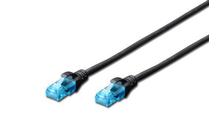 Digitus Patch Cable, UTP, CAT 5e, AWG 26/7, černý 0,5m DK-1512-005/BL