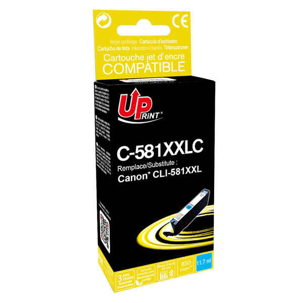 UPrint kompatibilní ink s CLI-581C XXL, cyan, 11,7ml, C-581XXLC, very high capacity, pro Canon PIXMA