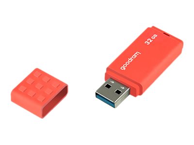 Goodram USB flash disk, USB 3.0 (3.2 Gen 1), 32GB, UME3, oranžový, UME3-0320O0R11, USB A, s krytkou
