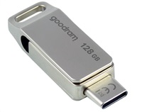 Goodram USB flash disk, USB 3.0 (3.2 Gen 1), 128GB, ODA3, stříbrný, ODA3-1280S0R11, USB A/ USB C, s