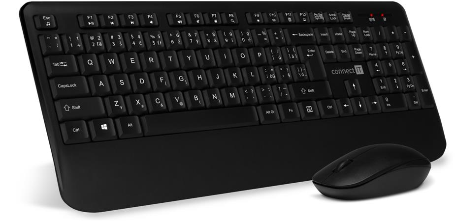 Connect It Combo bezdrátová černá klávesnice+myš, (+1x AAA +1x AA baterie zdarma), CZ+SK layout CKM-7800-CS