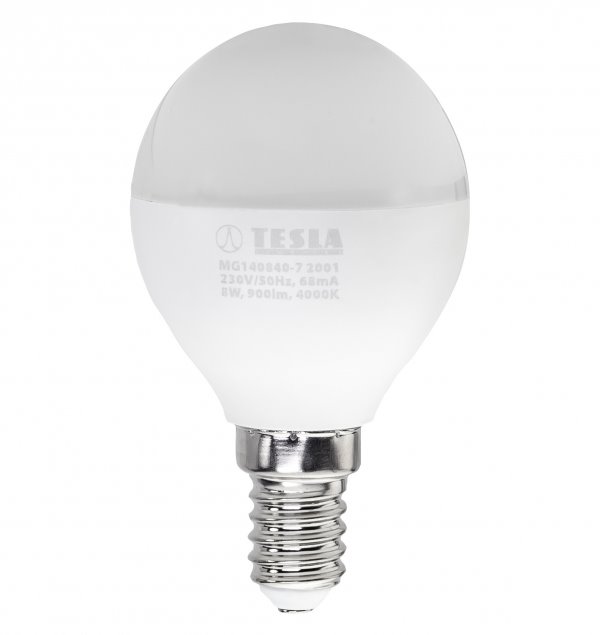 Tesla LED žárovka miniglobe BULB, E14, 8W, 230V, 900lm, 4000K, denní bílá MG140840-7