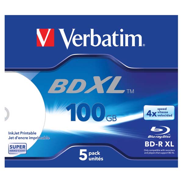 Verbatim Blu-ray BD-R XL 100GB 4x jewel box, 5ks/pack 43789