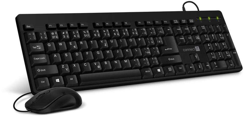 Connect It Combo drátová černá klávesnice+myš, CZ+SK layout CKM-4000-CS