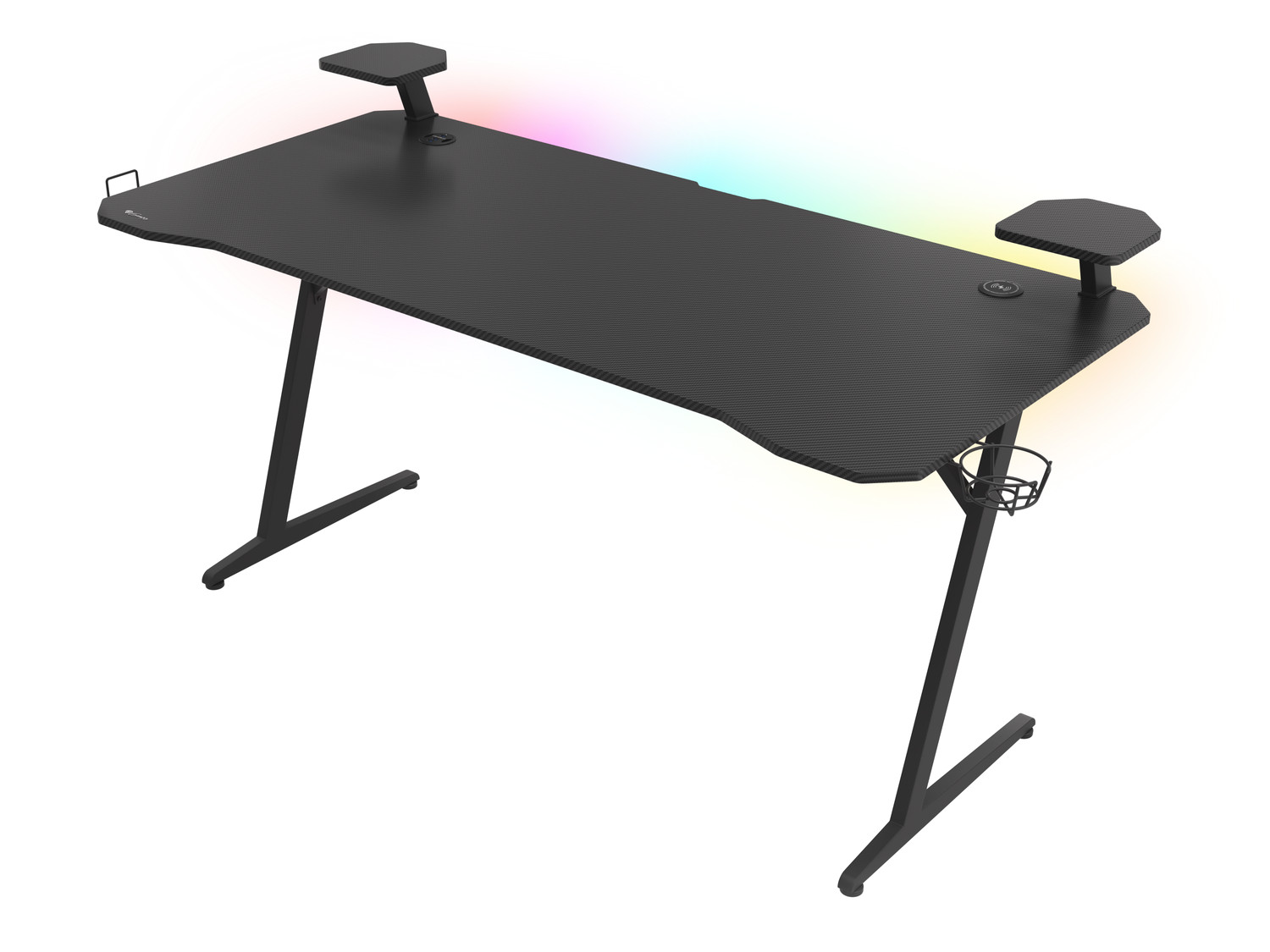 Natec Genesis Holm 510 RGB - herní stůl s RGB podsvícením, 160x75cm, 3xUSB 3.0, bezdrátová nabíječka NDS-1732
