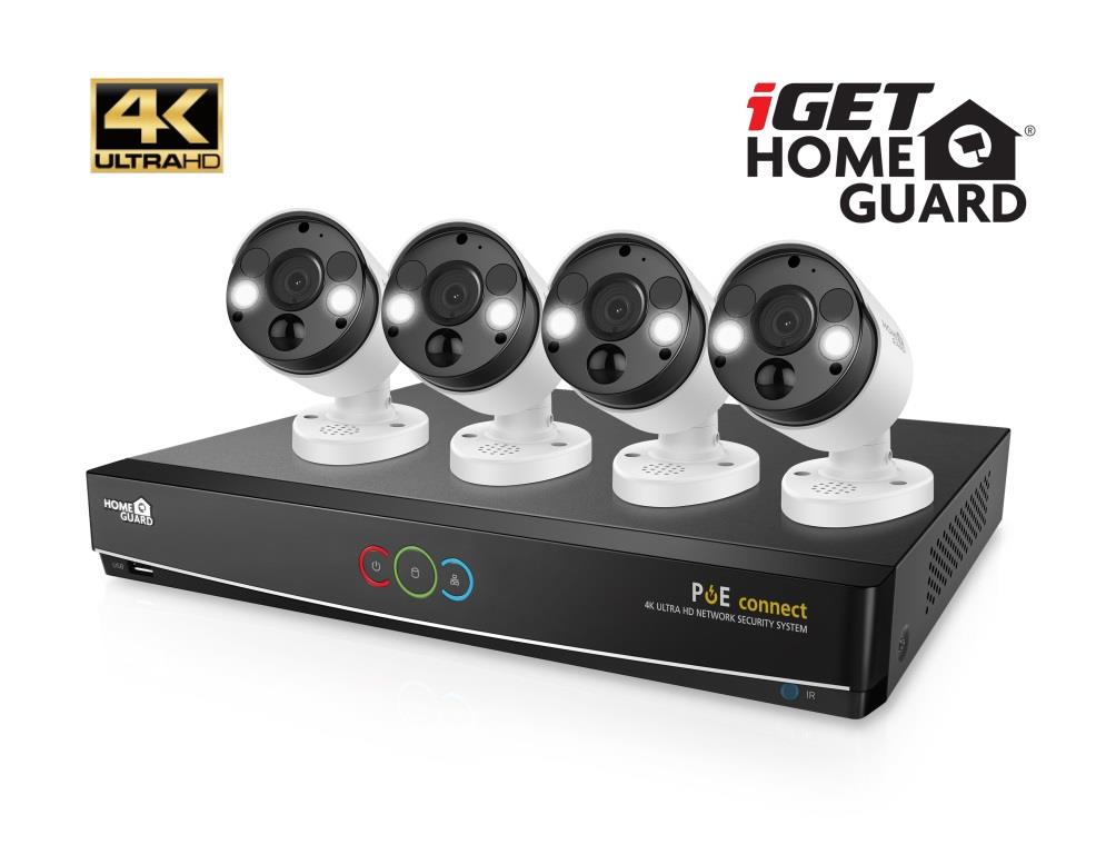 iGET HGNVK84904 - Kamerový UltraHD 4K PoE set, 8CH NVR+4x IP 4K kamera, zvuk, SMART W/M/Andr/iOS
