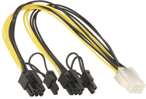 Kabel PCI Express napájecí 8pin(F) na 2x 8pin (6+2pin M) prodlužovací cca 20 cm