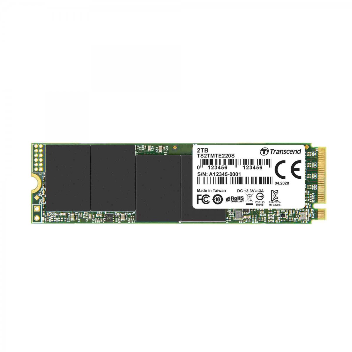 TRANSCEND MTE220S 2TB SSD disk M.2 2280, PCIe Gen3 x4 NVMe 1.3 (3D TLC), 3500MB/s R, 2700MB/s W TS2TMTE220S