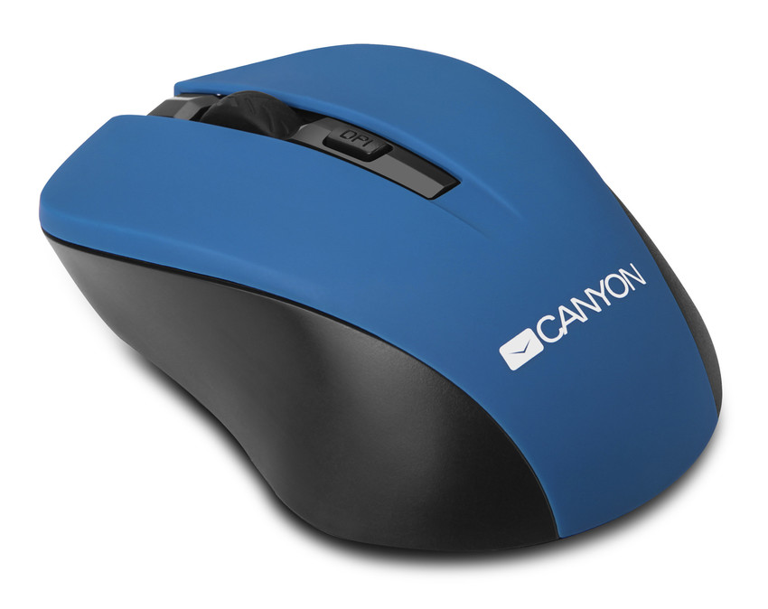 Canyon myš optická bezdrátová CMSW1, nastavitelné rozlišení 800/1000/1200 dpi, 4 tl, USB nano reciever, modrá CNE-CMSW1BL