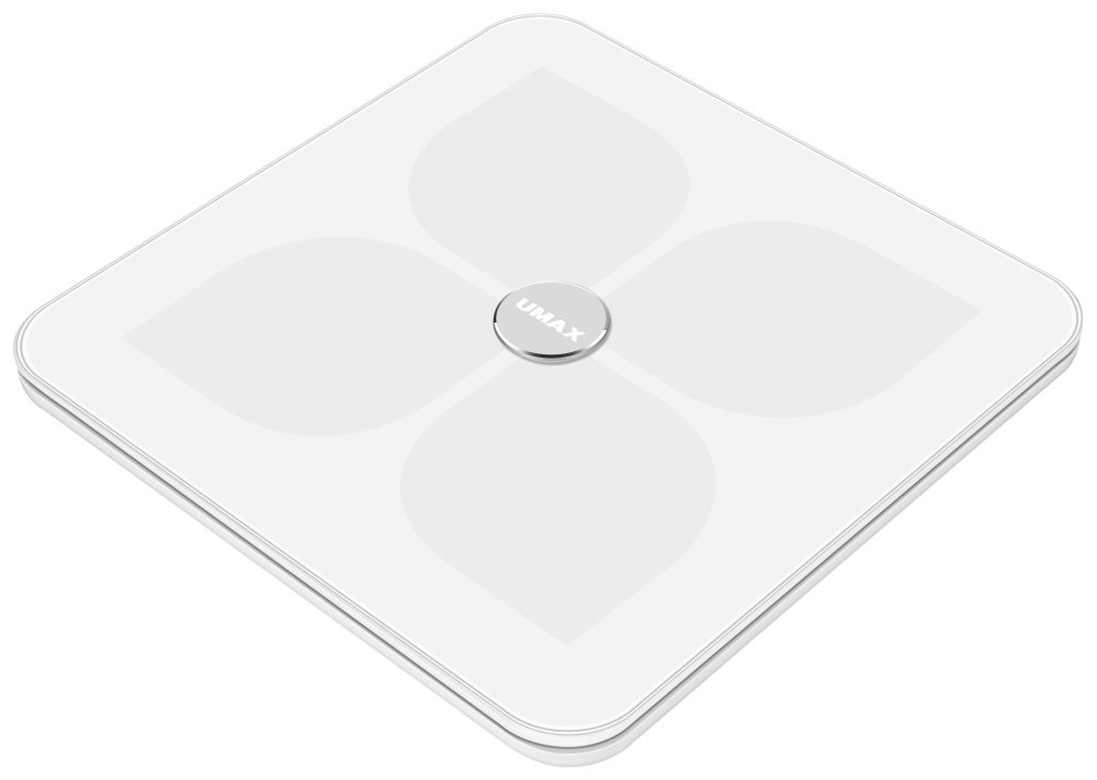 Umax chytrá váha Smart Scale US20HRC, 0,2 – 180 kg, Bluetooth 4.0, 15 tělesných parametrů, čeština, bílá UB606