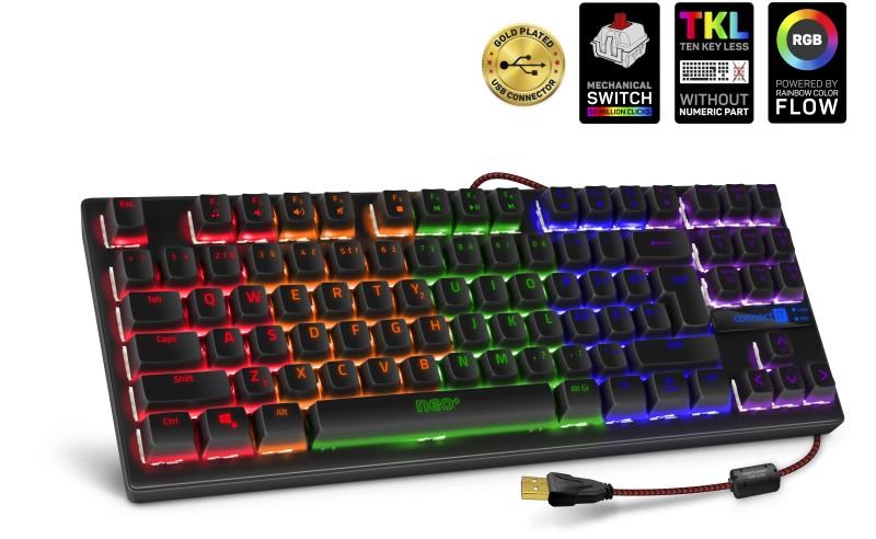 Connect It NEO+ Compact mechanická herní klávesnice, RGB podsvícení, USB, (CZ+SK verze) CKB-2591-CS