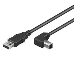 PremiumCord Kabel USB 2.0, A-B, 3m se zahnutým USB-B konektorem 90° KU2AB3-90
