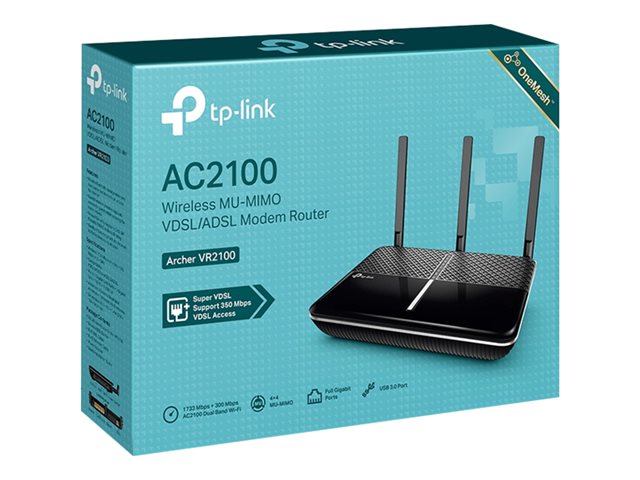 TP-Link Archer VR2100, AC2100 WiFi VDSL/ADSL Modem Router 4x LAN 1x USB 3.0 1x RJ11