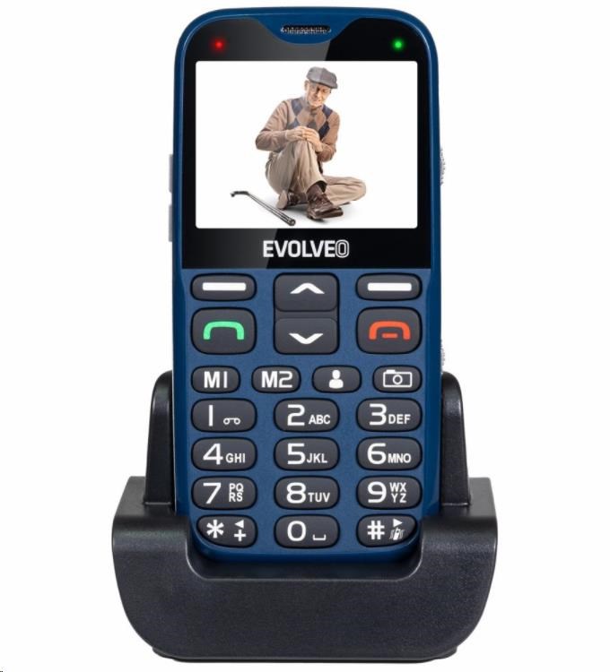 Evolveo EasyPhone XG, mobilní telefon pro seniory s nabíjecím stojánkem, modrá EP-650-XGL