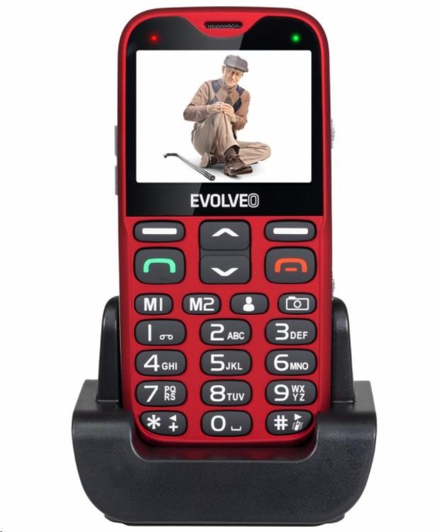 Evolveo EasyPhone XG, mobilní telefon pro seniory s nabíjecím stojánkem, červená EP-650-XGR