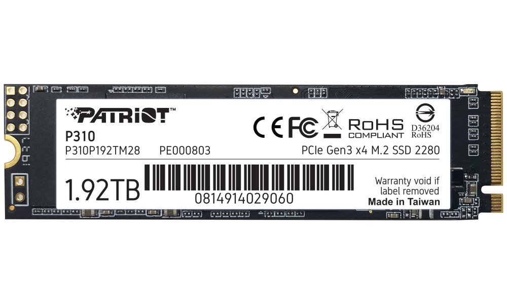 Patriot P310, 1.92TB M2 2280 PCIe SSD NVME P310P192TM28